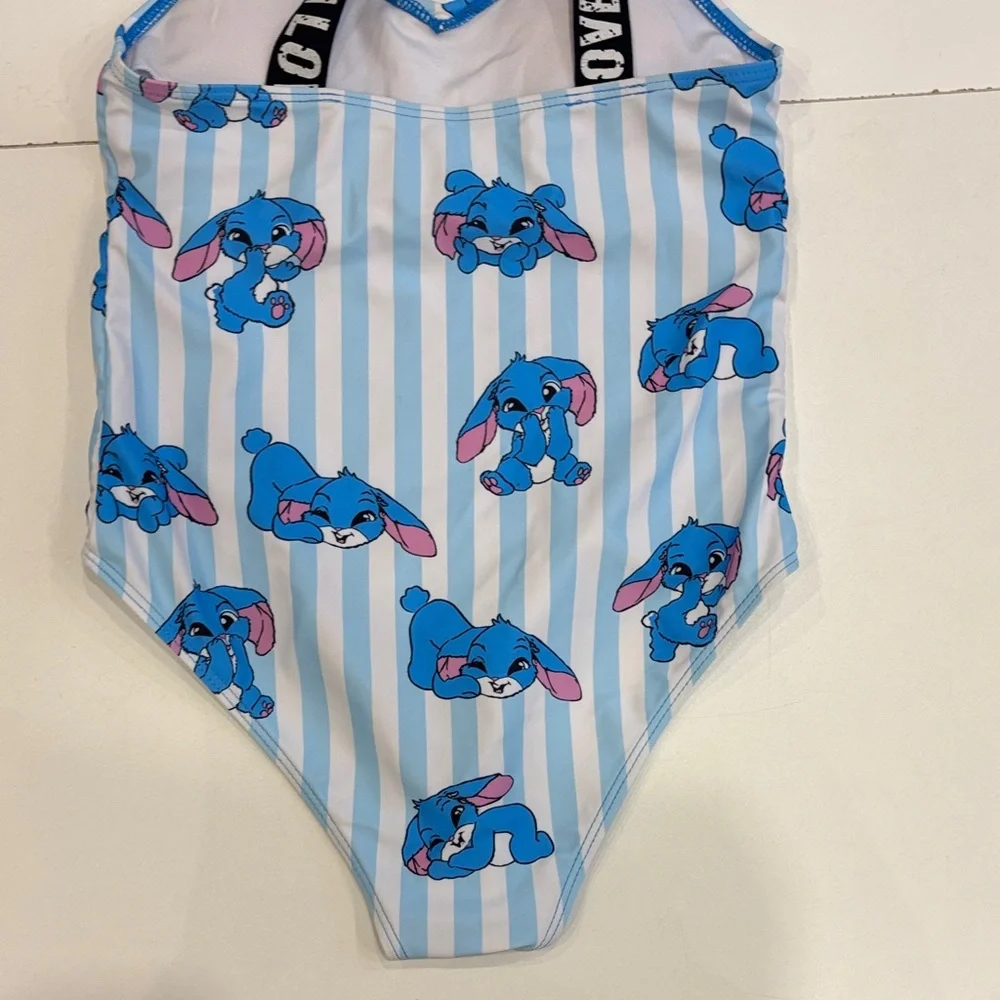 Disney Lilo & Stitch Striped Blue and White Kids Swimwear